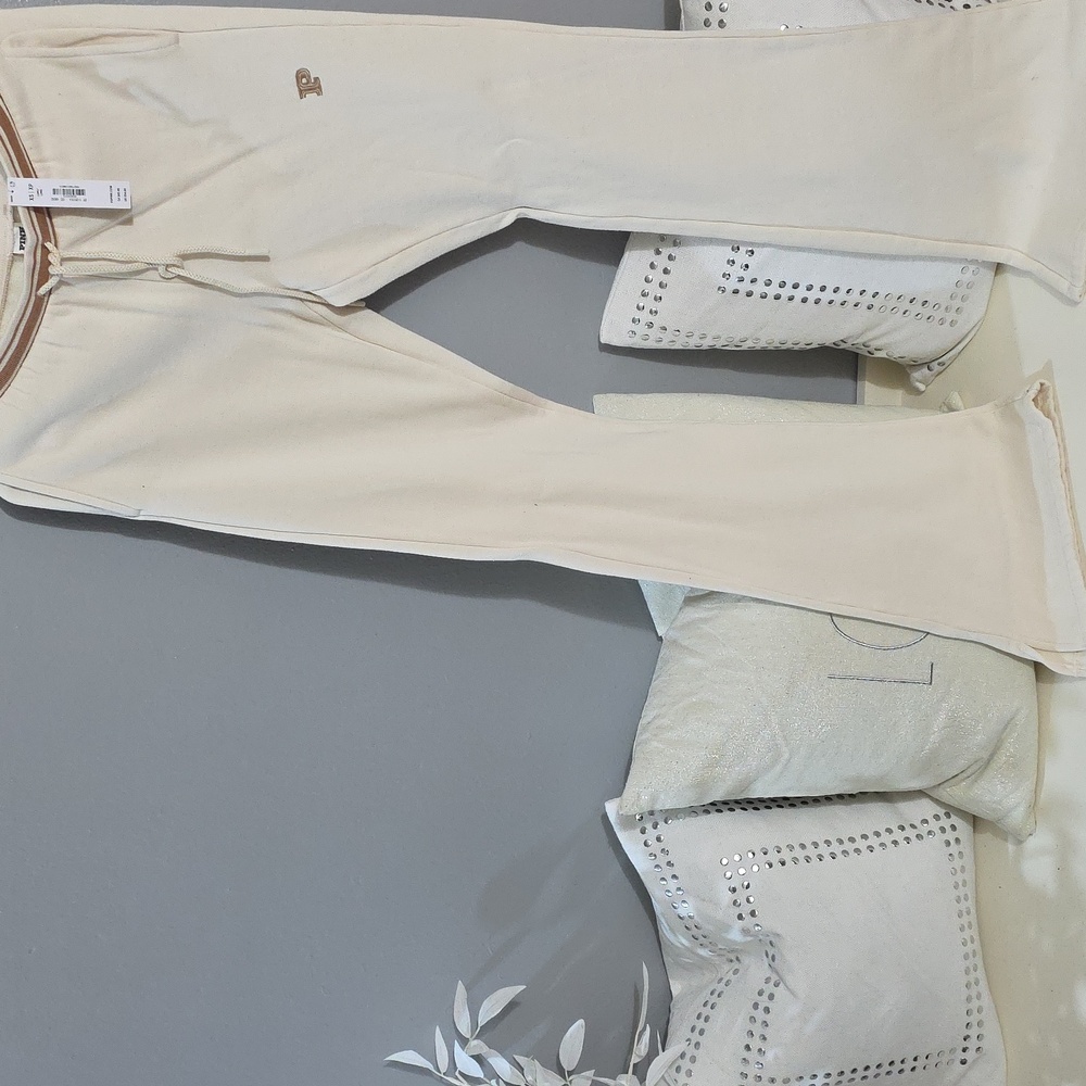 PINK Victoria's Secret Cream Joggers with Brown Trim